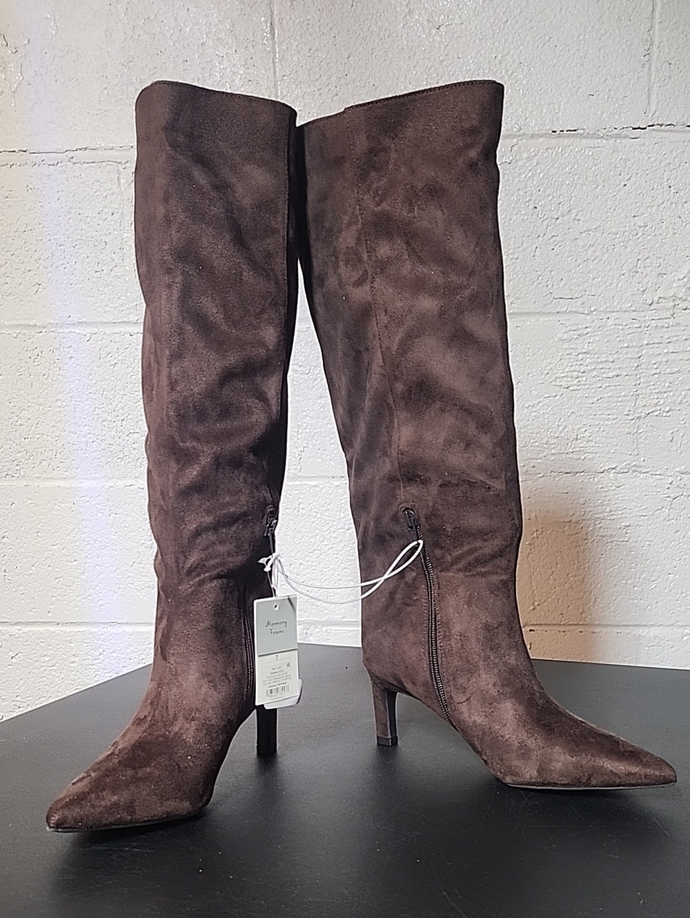 a new day Brown Suede Over-the-Knee Pointed Toe Boots